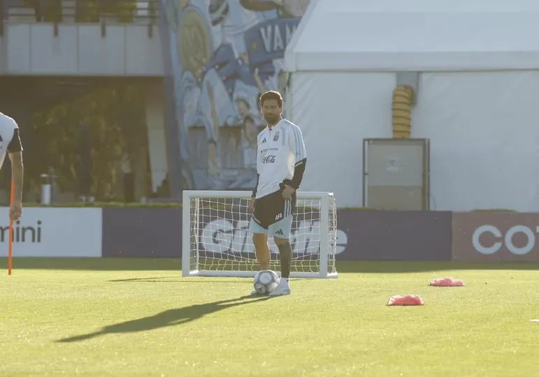 Lionel Messi en su último entrenamiento.