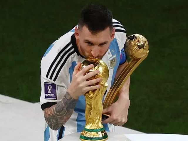 Messi en la premiación luego de su consagración en el Mundial 2022.