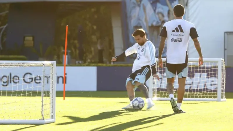 Lionel Messi en su último entrenamiento.