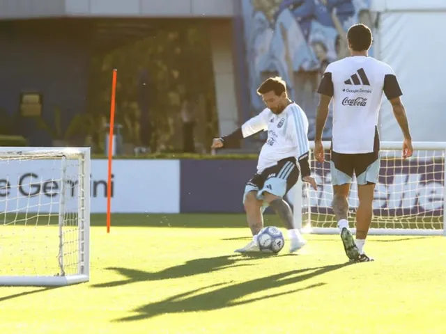 Lionel Messi en su último entrenamiento.